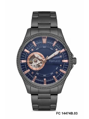Ferrucci Otomatik Çelik Kordon Erkek Kol Saati Füme