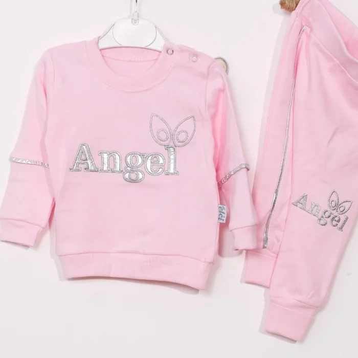 Angel Kanat Detaylı % 100 Pamuk Kız Bebek Takımı