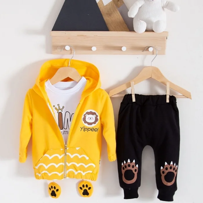 Aslan Desenli 3lü Erkek Bebek Takımı