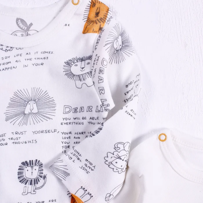 Aslan Desenli Uzun Kol 2li Erkek Bebek Body