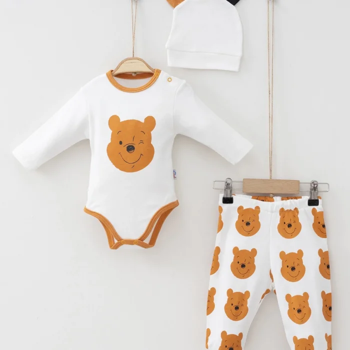 Ayıcık Desenli Şapkalı Erkek Bebek Takım