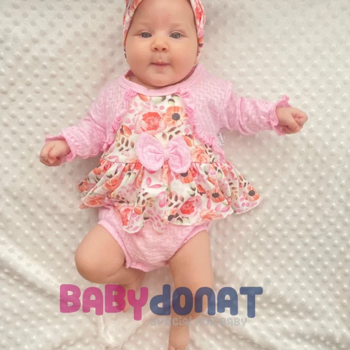 Bahar Çiçekleri Desenli Bandanalı Kız Bebek Romper