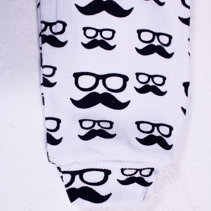 Bıyık Gözlük Desenli 3lü Erkek Bebek Takımı