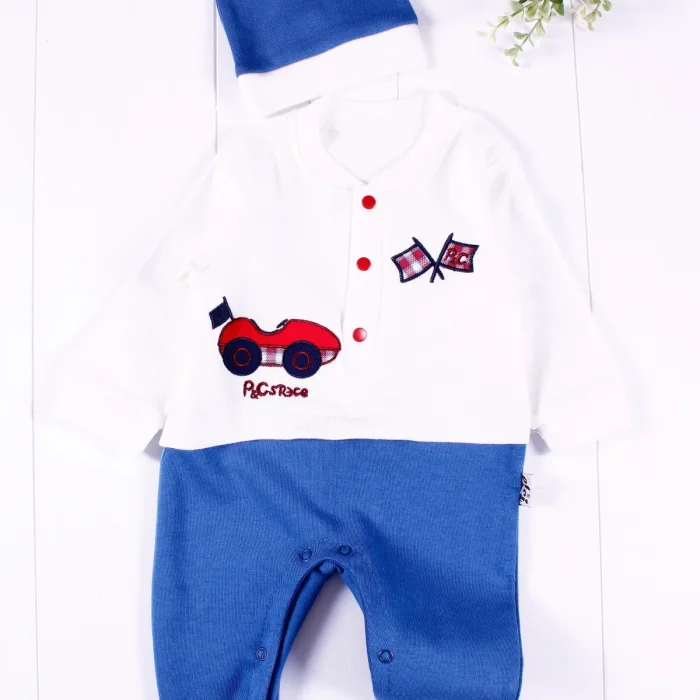 Cars Şapkalı Desenli Bebek Tulumu
