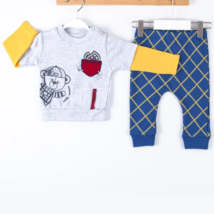 Cep Bear Nakışlı % 100 Pamuklu 2li Erkek Takım