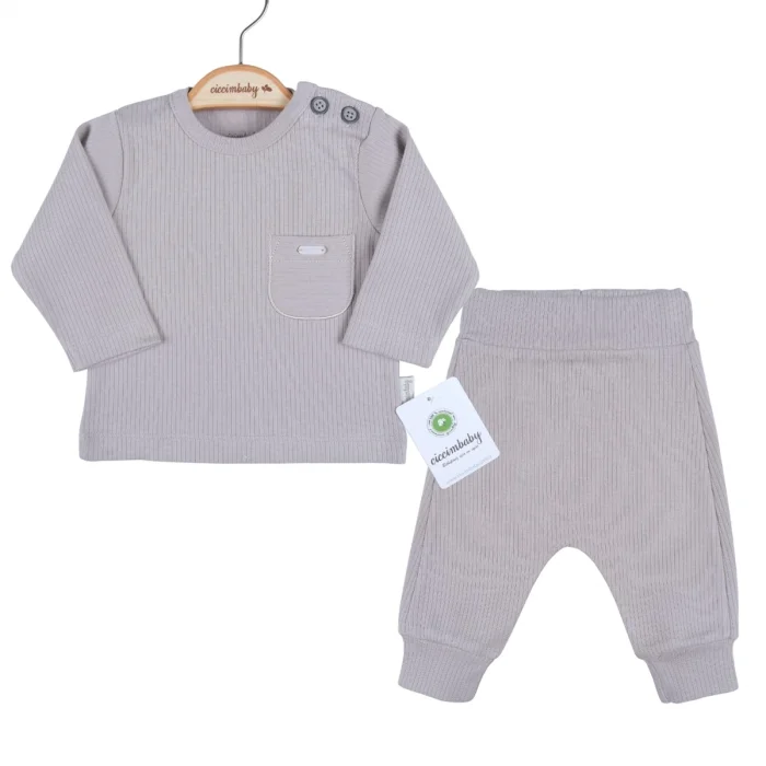 Cep Nakışlı Omuzdan Düğmeli % 100 Pamuk Erkek Bebek Takım