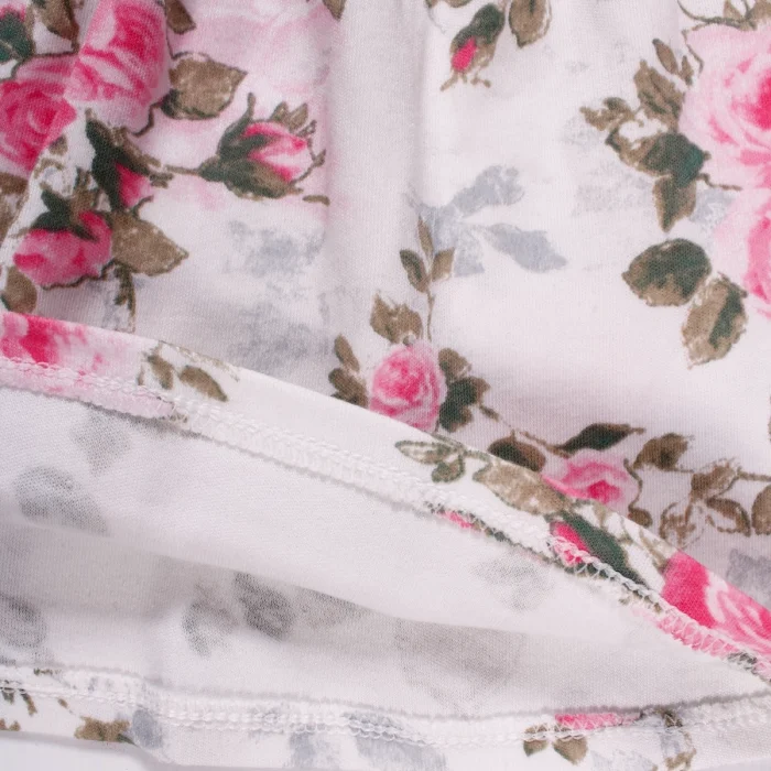 Çiçek Desenli Fiyonk Bandanalı Kız Elbisesi