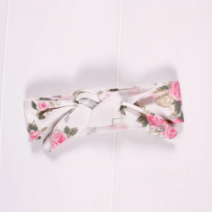 Çiçek Desenli Fiyonk Bandanalı Kız Elbisesi