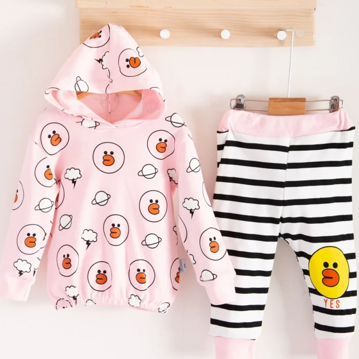 Civciv Desenli 2li % 100 Pamuk Kız Bebek Takımı