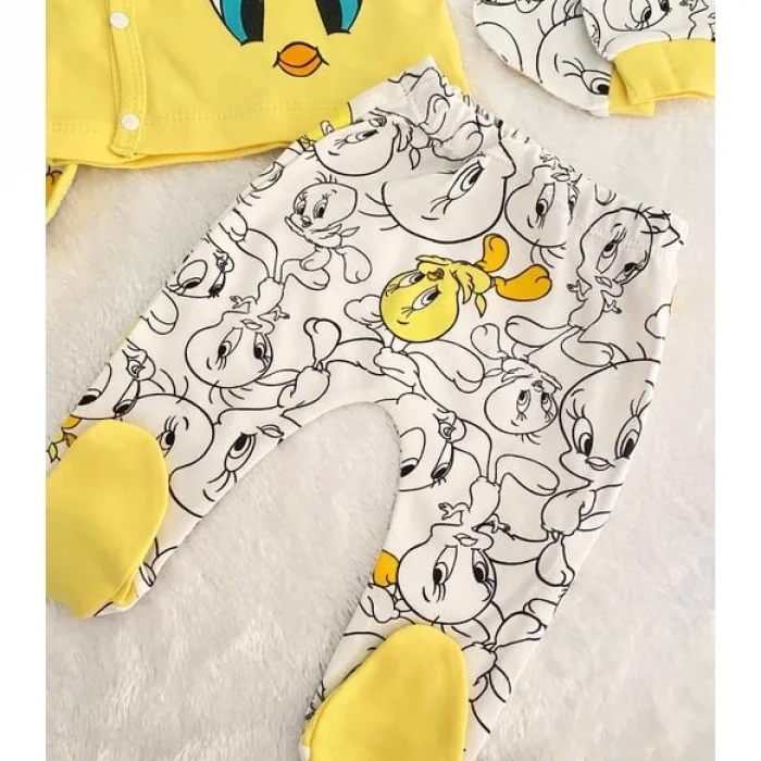 Civciv Desenli Yenidoğan 5li Hastane Çıkışı Zıbın Seti %100 Pamuk