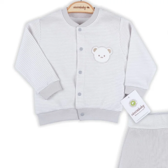 Çizgili Bear Hırkalı % 100 Pamuk Erkek Bebek Takım