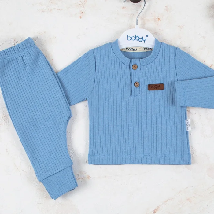 Çizgili Kumaş % 100 Pamuk 2li Unisex Takım