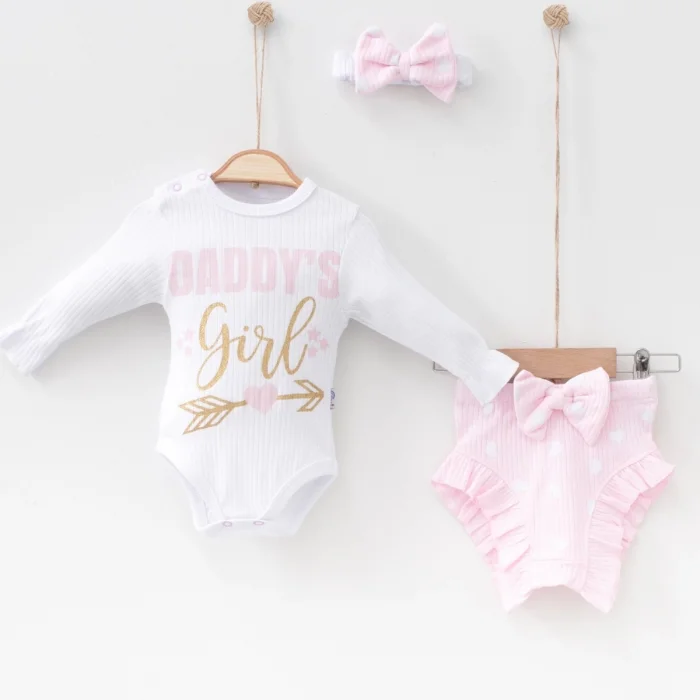 Daddys Girl Bandanalı Kız Bebek Takımı