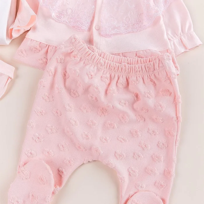 Dantel İşlemeli Kabartmalı 10 Parça kız Bebek Hastane Çıkışı Kutulu %100 Pamuk