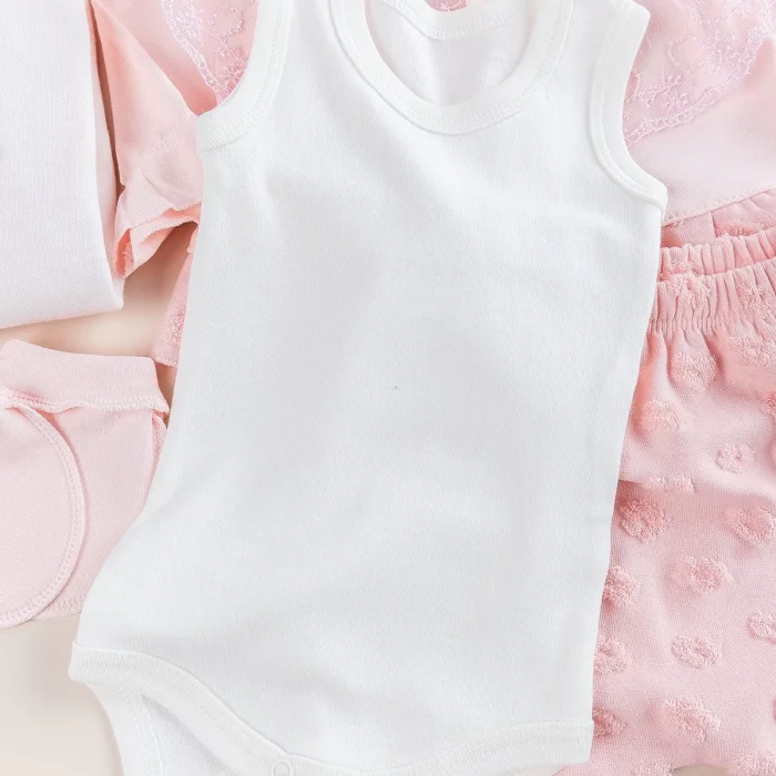 Dantel İşlemeli Kabartmalı 10 Parça kız Bebek Hastane Çıkışı Kutulu %100 Pamuk