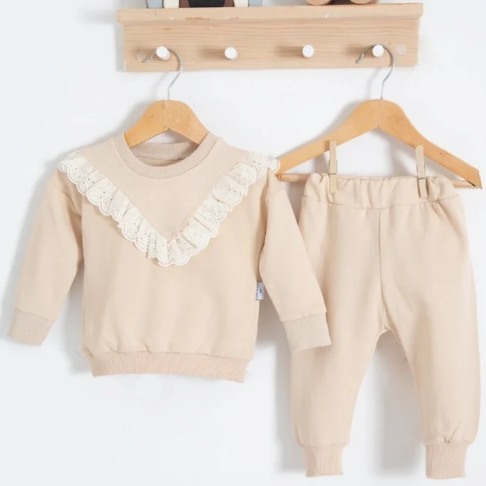 Fisto Detaylı Pamuklu 2li Kız Bebek Takımı