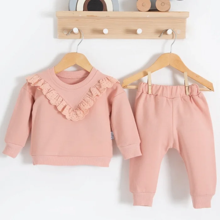 Fisto Detaylı Pamuklu 2li Kız Bebek Takımı