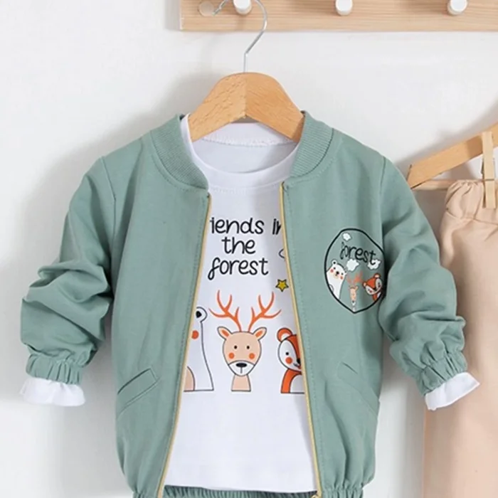 Forest Hırkalı 3lü % 100 Pamuk Erkek Bebek Takımı