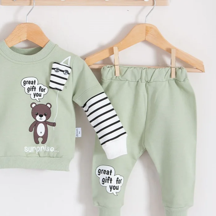 Gift For You Desenli 2li % 100 Pamuk Erkek Bebek Takımı