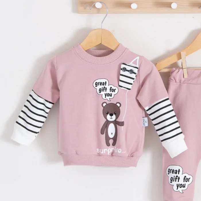 Gift For You Desenli 2li % 100 Pamuk Kız Bebek Takımı