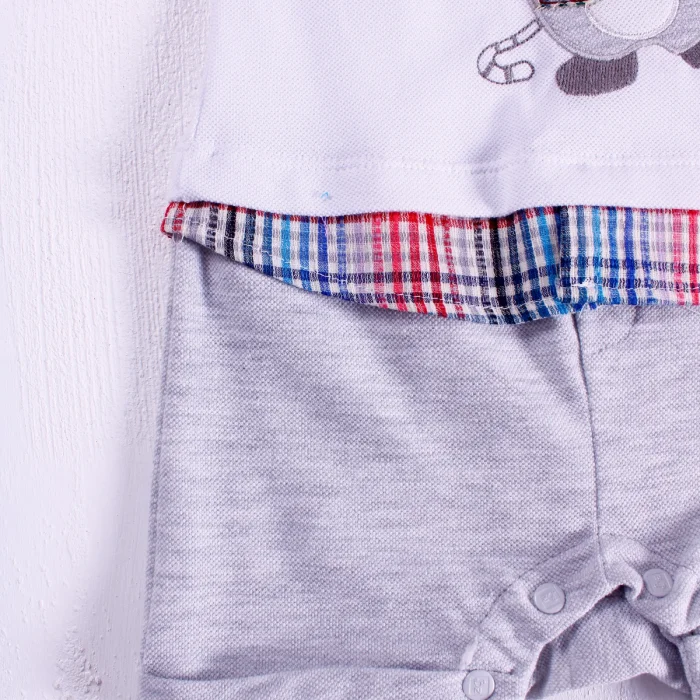 Gömlek Desenli Erkek Bebek Tulumu