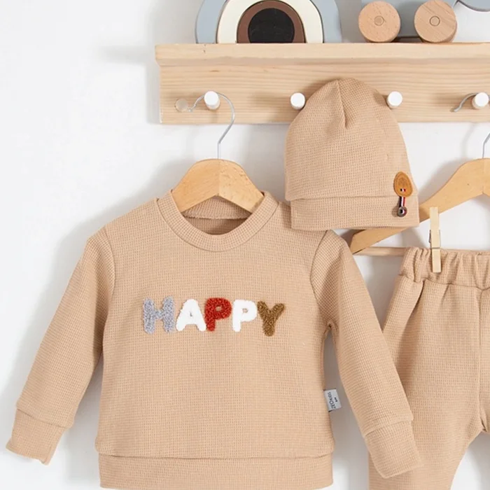 Happy Nakışlı 2li Pamuklu Erkek Bebek Takım
