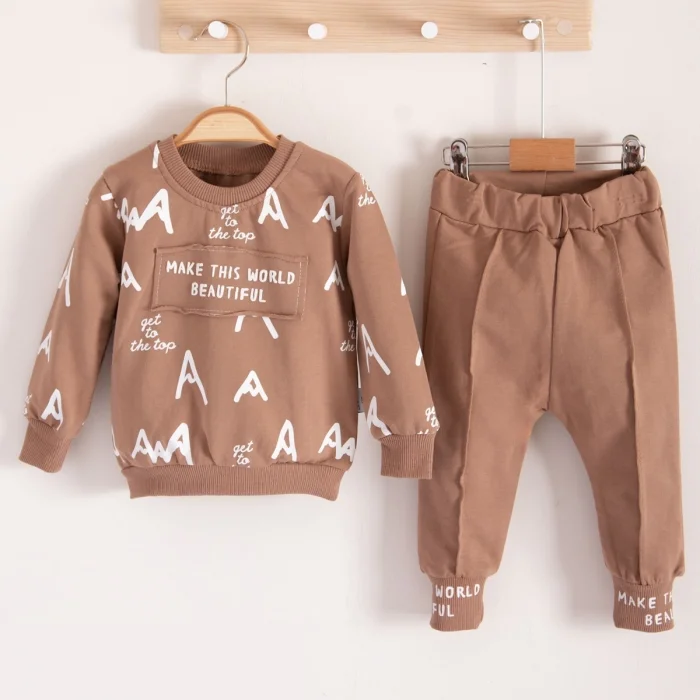 Harf Baskılı 2li % 100 Pamuk Erkek Bebek Takımı