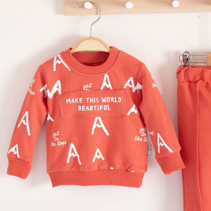 Harf Baskılı 2li % 100 Pamuk Erkek Bebek Takımı