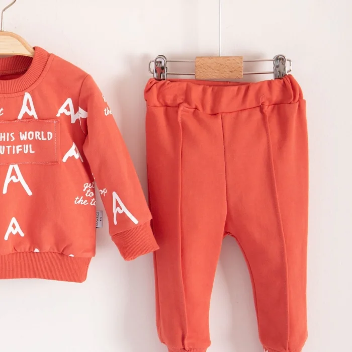 Harf Baskılı 2li % 100 Pamuk Erkek Bebek Takımı