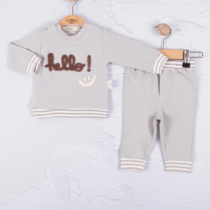 Hello Nakışlı % 100 Pamuk 2li Erkek Bebek Takım