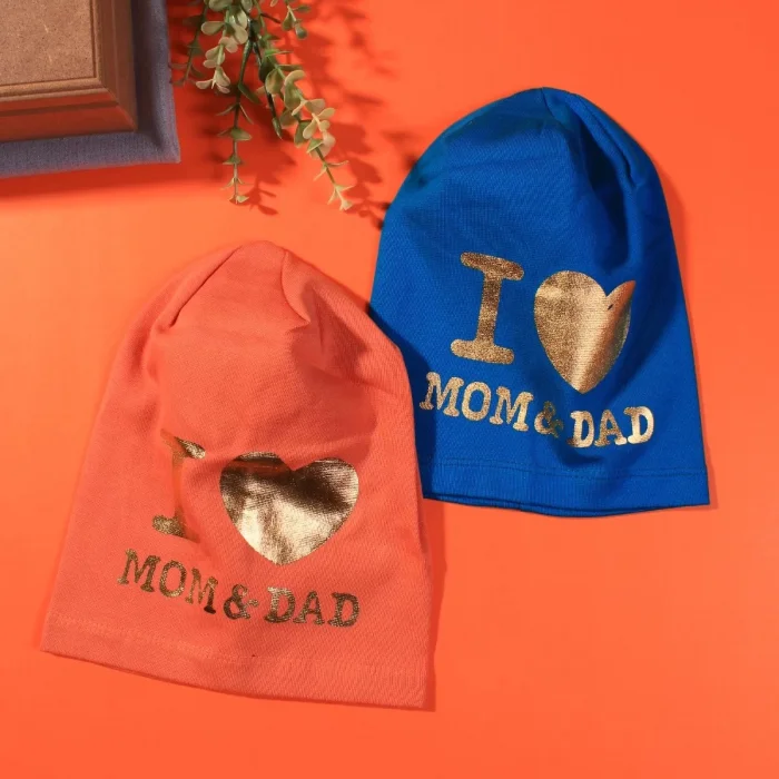 I Love Mom Dad 2-4 Yaş Erkek Çocuk Şapkası 2li Paket