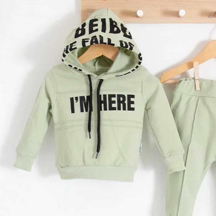 Im Here Desenli 2li % 100 Pamuk Erkek Bebek Takımı