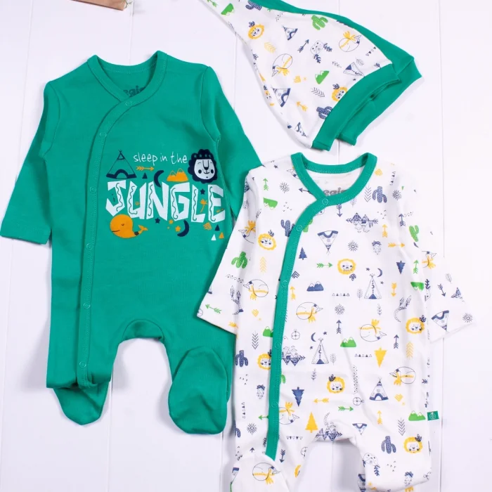 Jungle Desenli Erkek Bebek 4lü Tulum Seti