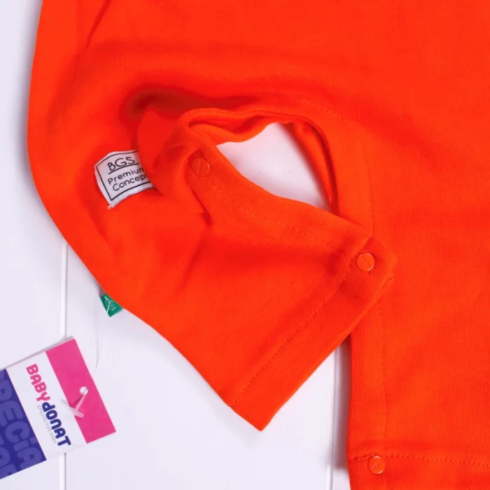 Kollu Düğme Detaylı Unısex Bebek Tulumu