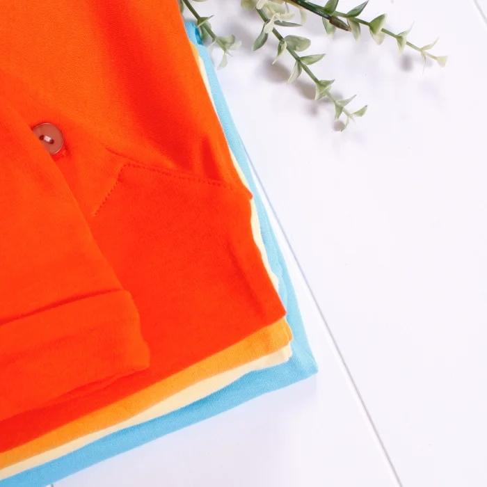 Kollu Düğme Detaylı Unısex Bebek Tulumu