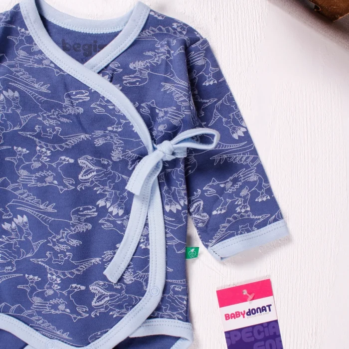 Kruvaze Bağlamalı Dinazor Desenli 2li Erkek Takım