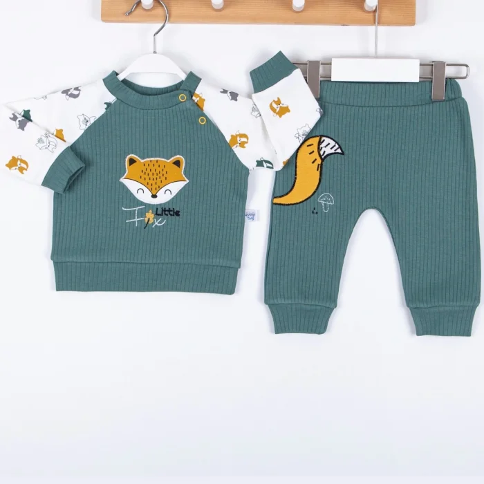 Littie Fox Nakışlı % 100 Pamuklu 2li Erkek Takım