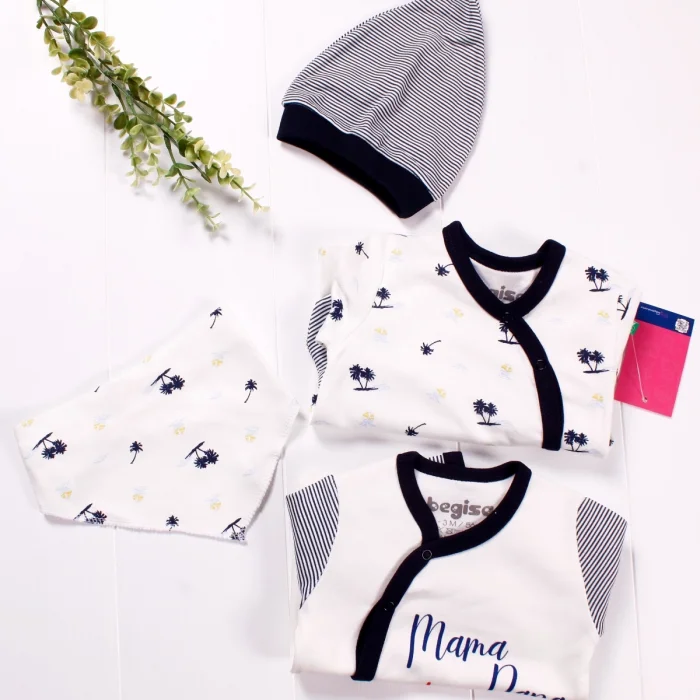 Marin Kravuze Desenli Erkek Bebek 4lü Tulum Seti