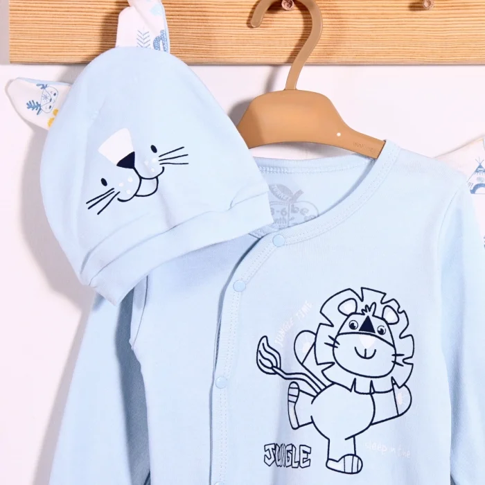 Mini Jungle Aslan Desenli Erkek Bebek 4lü Tulum Seti