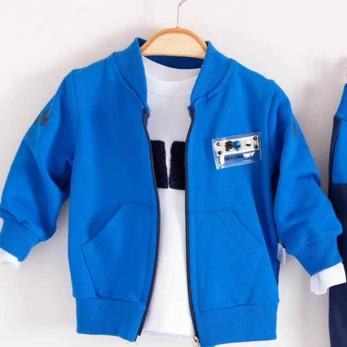 New Fashıon Hırkalı 3lü % 100 Pamuk Erkek Bebek Takımı