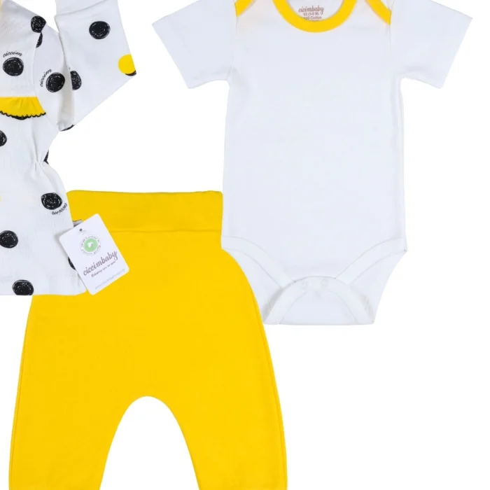 Puanlı Hırkalı % 100 Pamuk 3lü Kız Takım