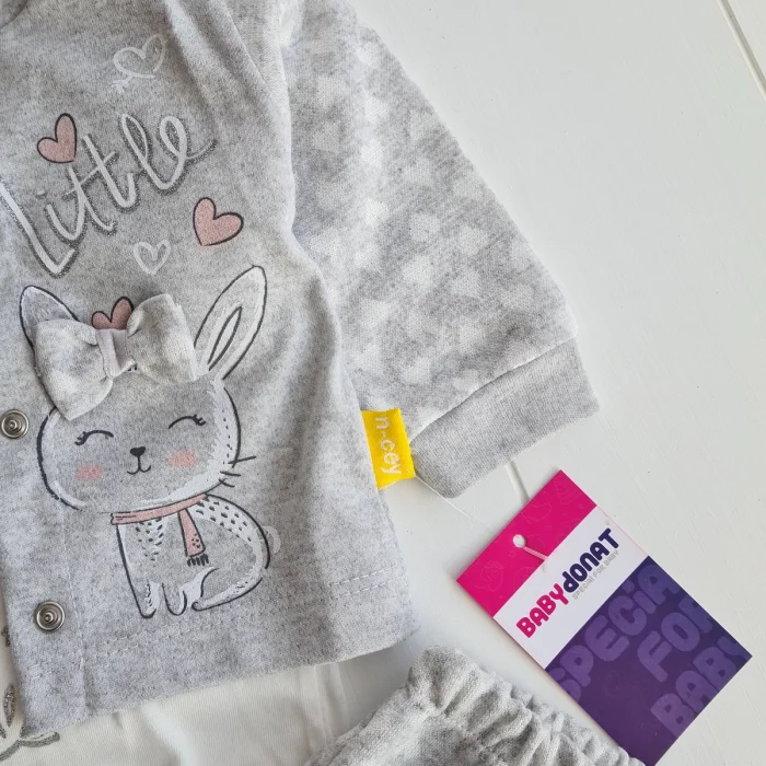 Stay Little Puan Desenli 3lü Hırkalı Kız Bebek Takım