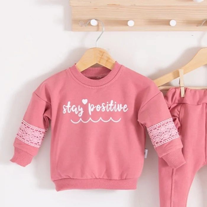 Stay Pozitive Dantelli 2li Pamuk Kız Bebek Takım