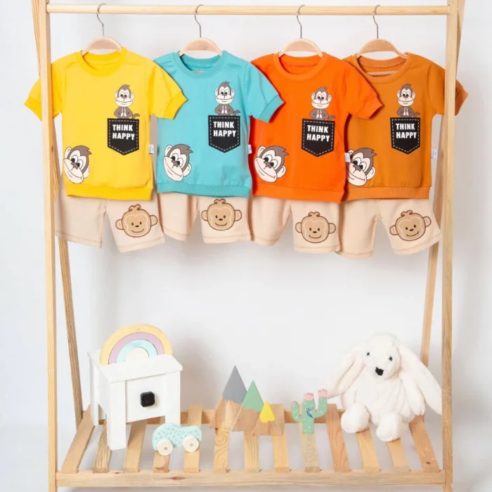 SümY Maymun Desenli 2li Erkek Bebek Takım