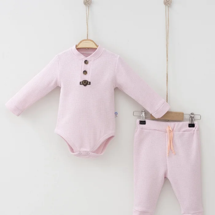 Waffle Çıtlı Düğmeli 2li Mevsimlik Takım