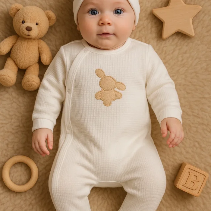 Waffle Tavşanlı Erkek Tulum %100 Pamuk