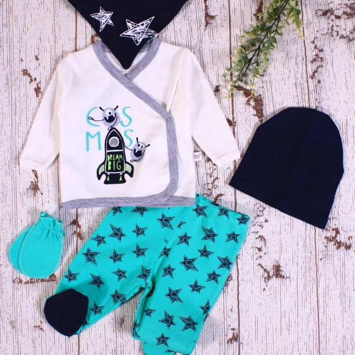 Yıldız Desenli Fularlı 5li Erkek Hastane Çıkışı