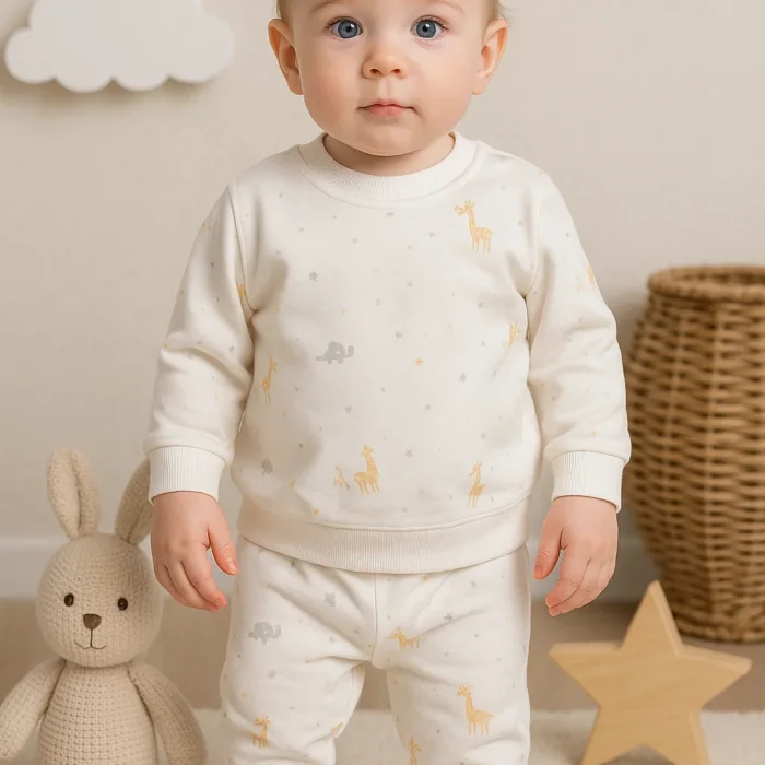 Zürafa Desenli 2 Parça Erkek Bebek Takım % 100 Pamuk
