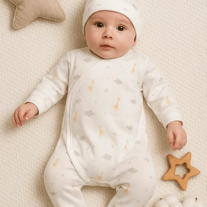 Zürafa Desenli 2 Parça Erkek Bebek Tulum % 100 Pamuk