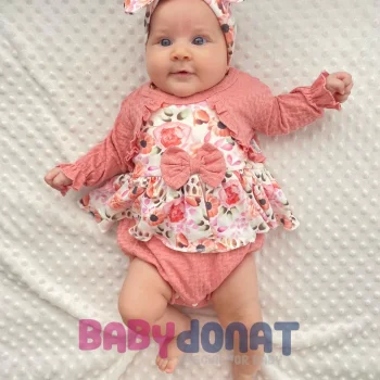 Bahar Çiçekleri Desenli Bandanalı Kız Bebek Romper